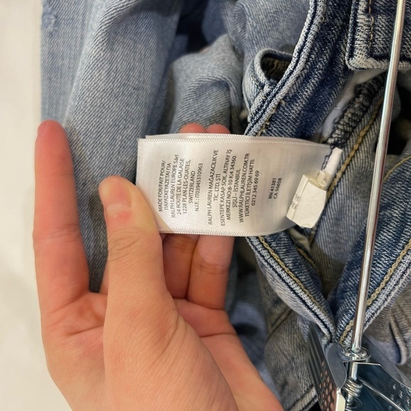 RALPH RAUREN High Rise Skinny Ankle Jeans with White Tuxedo Stripe Light Blue - Picture 13 of 13